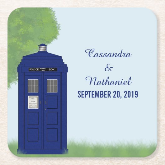 Police Box Wedding Paper Untersetzer v4 (Vorderseite)