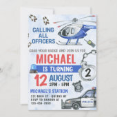 Police Boy 2. Geburtstag Party Einladung (Vorderseite)