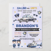 Police Boy 2. Geburtstag Party Einladung (Vorderseite)