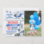 Police Boy 2. Geburtstag Party Foto Einladung (Vorderseite)
