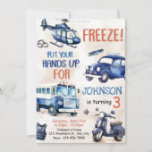 Police Boy 3. Geburtstag Party Einladung (Vorderseite)