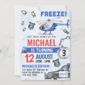 Police Boy 3. Geburtstag Party Einladung (Vorderseite)