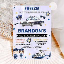 Police Boy 3. Geburtstag Party Einladung