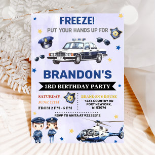 Police Boy 3. Geburtstag Party Einladung