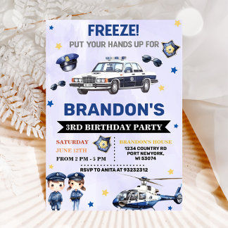 Police Boy 3. Geburtstag Party Einladung