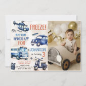 Police Boy 3. Geburtstag Party Foto Einladung (Vorderseite)