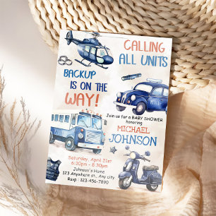 Police Boy Baby Dusche Party Einladung