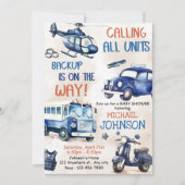 Police Boy Baby Dusche Party Einladung (Vorderseite)