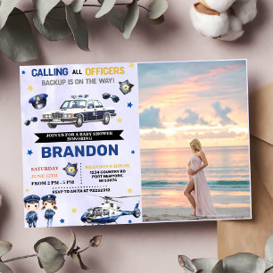 Police Boy Baby Dusche Party Foto Einladung