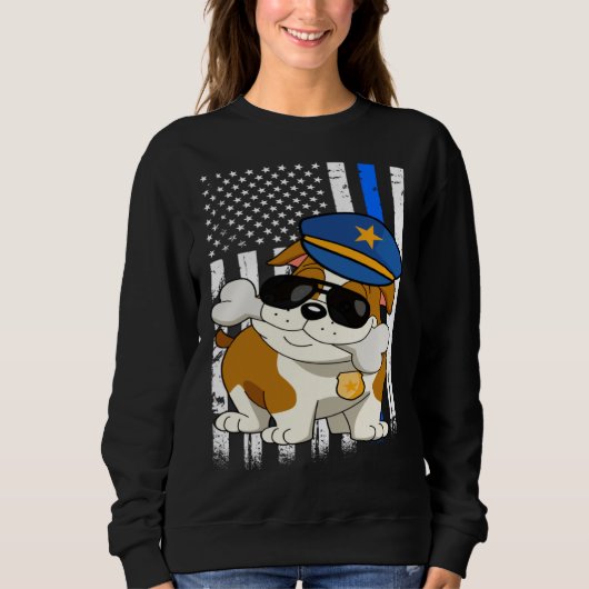 Police Bulldog Back the Blue Law Enforcement Appre Sweatshirt (Vorderseite)