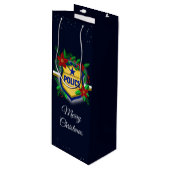 Police Christmas Elegant Holiday Party Geschenktüte Für Weinflaschen (Vorderseite Schrägansicht)