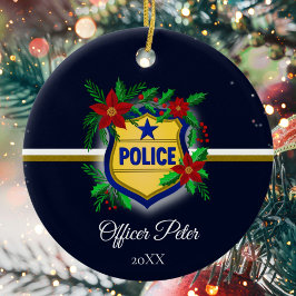 Police Christmas Elegant Holiday Party Keramik Ornament