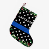 Police Christmas Personalisiert Thin Blue Line Kleiner Weihnachtsstrumpf (Vorderansicht (hängend))