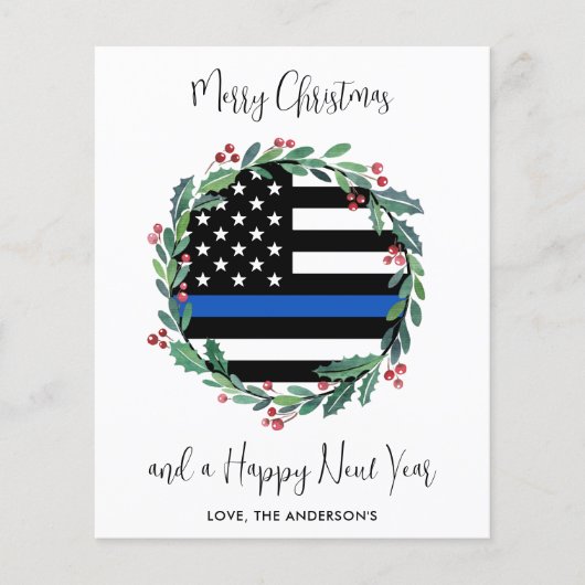 Police Christmas Thin Blue Line Budget Urlaub (Vorderseite)