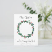 Police Christmas Wreath Blue Holiday Card Budget Postkarte (Stehend Vorderseite)
