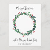 Police Christmas Wreath Blue Holiday Card Budget Postkarte (Vorderseite)