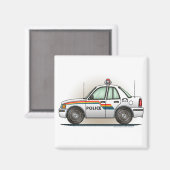 Police Cruiser Auto Polizist Car Square Magnet (Vorderseite/Rückseite)