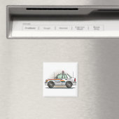 Police Cruiser Auto Polizist Car Square Magnet (In Situ (Geschirrspüler))