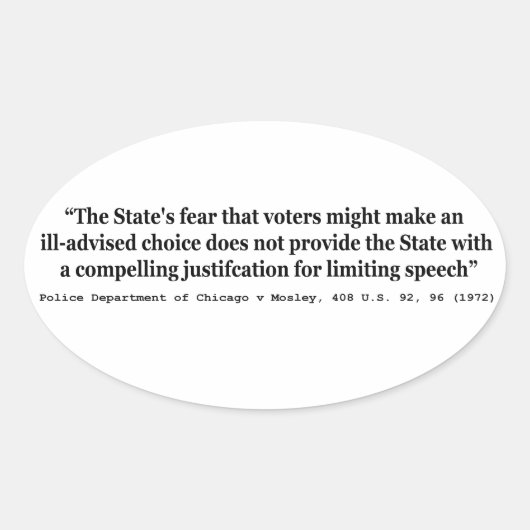 Police Dept of Chicago / Mosley 408 US 92 96 1972 Ovaler Aufkleber (Vorderseite)