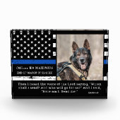 Police Dog Thin Blue Line Officer K9 Memorial Fotoblock (Vorderseite)