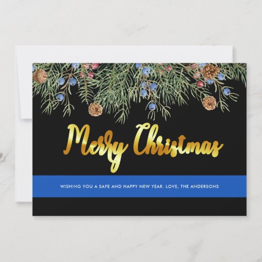 Police Frohe Weihnachten Thin Blue Line (Vorderseite)