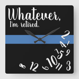 Police Funny Retirement Thin Blue Line Quadratische Wanduhr