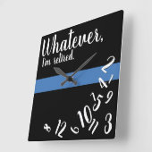 Police Funny Retirement Thin Blue Line Quadratische Wanduhr (Winkel)