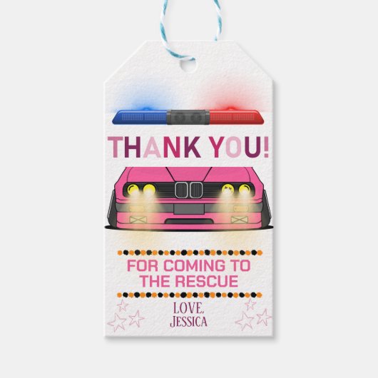 Police Girl Birthday Party Gefallen Geschenkanhänger (Vorderseite)