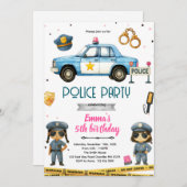 Police girl party theme invitation einladung (Vorne/Hinten)