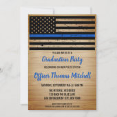 Police Graduation American Flag Thin Blue Line Einladung (Vorderseite)