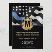 Police Graduation Law Enforcement Monogram Initial Einladung (Vorne/Hinten)