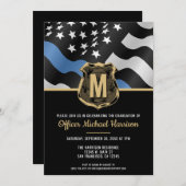 Police Graduation Law Enforcement Monogram Initial Einladung (Vorne/Hinten)