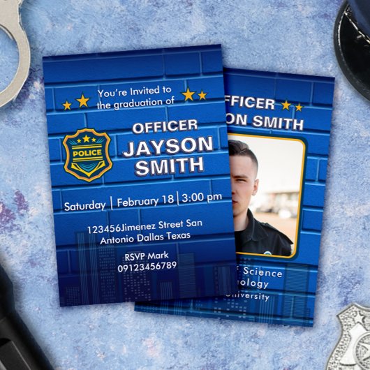 Police Graduation Party with Photo Einladung