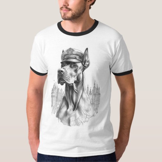 Police Great Dane Statue T-Shirt (Vorderseite)