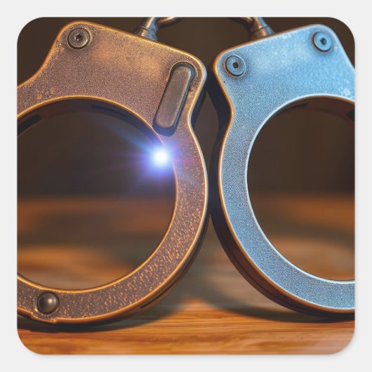 Police handcuffs quadratischer aufkleber (Vorderseite)