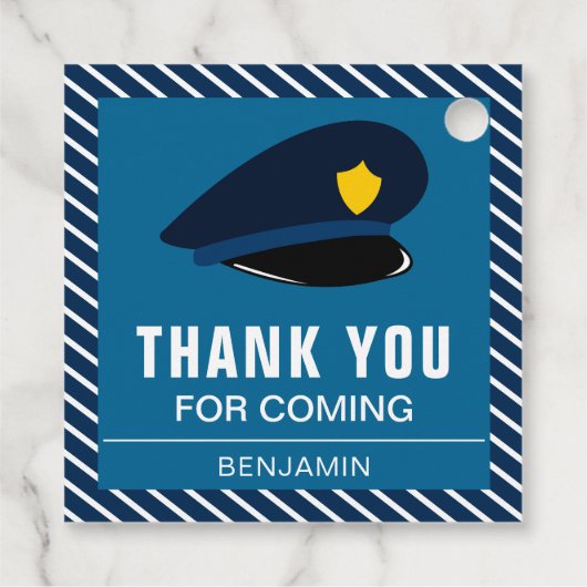 Police Hat Birthday Party Geschenkanhänger (Rückseite)