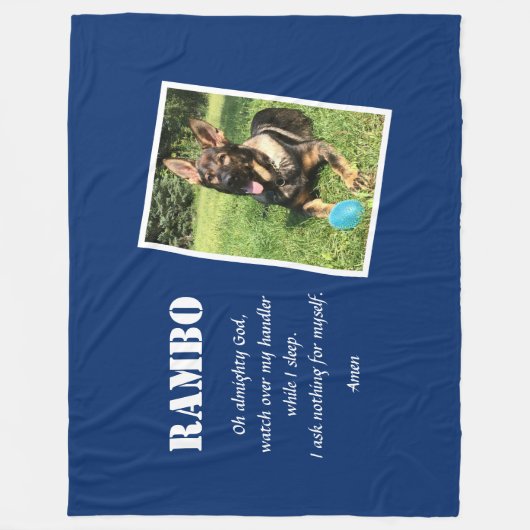 Police K-9 Personalisiertes Foto K9 Gebet blau Fleecedecke (Vorderseite)