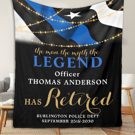Police Legend Thin Blue Line Gold Rentirement Fleecedecke