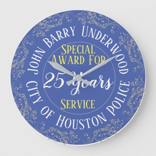 Police Long Service Award mit Jahren gedient Große Wanduhr (Vorderseite)