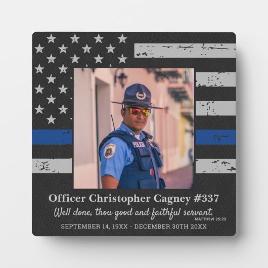 Police Memorial Thin Blue Line Fotoplatte (Vorderseite)