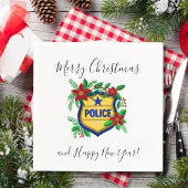 Police Merry Christmas & Happy New Year Shield Serviette