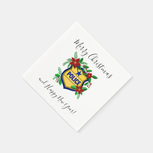Police Merry Christmas & Happy New Year Shield Serviette (Ecke)