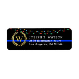 Police Monogram Imitats Gold Wreath Holiday Addres