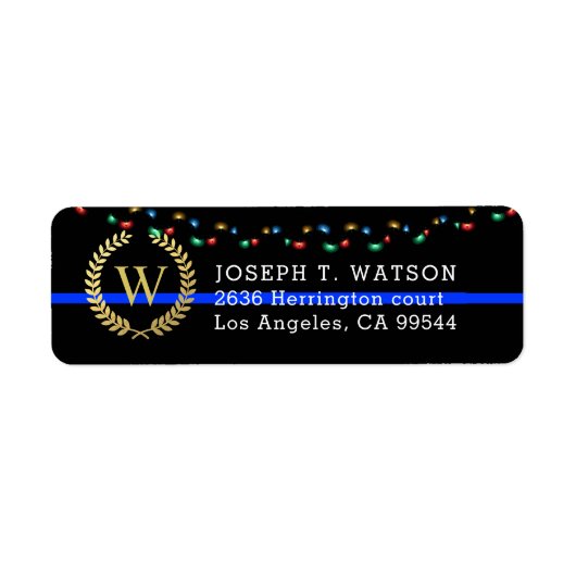 Police Monogram Imitats Gold Wreath Holiday Addres (Vorne)