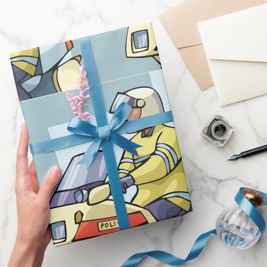 Police Motorcycle Officer Law Enforcement Geschenkpapier