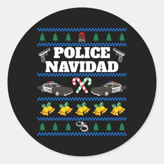 Police Navidad Ugly Runder Aufkleber (Vorderseite)