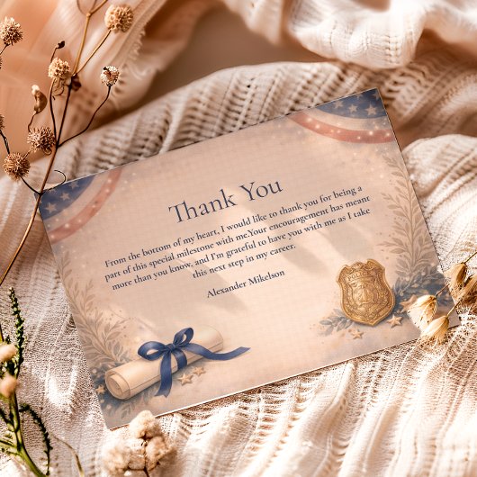 Police Officer Academy Milestone Graduation Dankeskarte