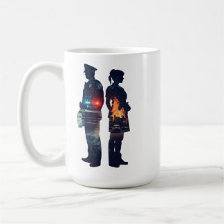 Police Officer and Nurse Couple Silhouette Kaffeetasse