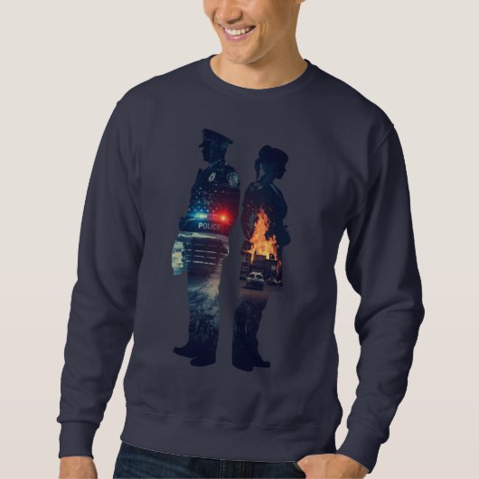 Police Officer and Nurse Couple Silhouette Sweatshirt (Vorderseite)