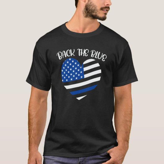 Police Officer Back The Blue Police Supporter T-Shirt (Vorderseite)